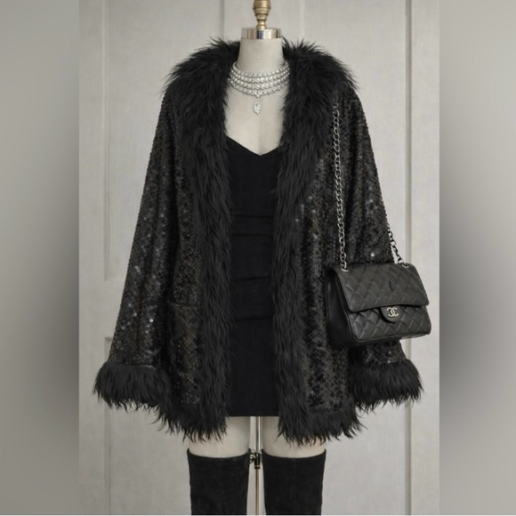 Betsey Johnson Jackets & Blazers - 🔥 Betsey Johnson Sequin Penny Lane Fur Jacket